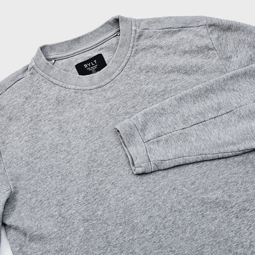 BYLT Sweatshirt Mens Medium Gray Core Crewneck Long Sleeve Pullover Sweater - Picture 1 of 9
